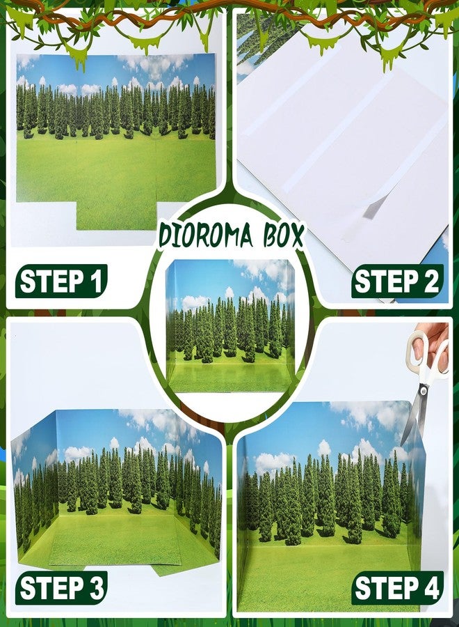 Trandraft 1 Pcs Diorama Kit Habitat Project Supplies with Double Sided Tapes Diorama Box for Display Dollhouse Room, 11.8 x 8.7 x 8.3 Inch (Jungle Style) - Image 3